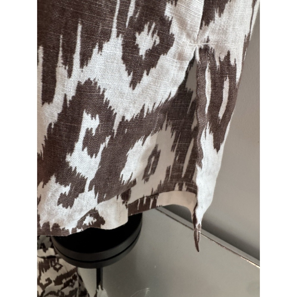 Chico's Ikat Linen Boho Open Front Tunic Jacket Coastal Resort Artsy Size 2 - Picture 3 of 8